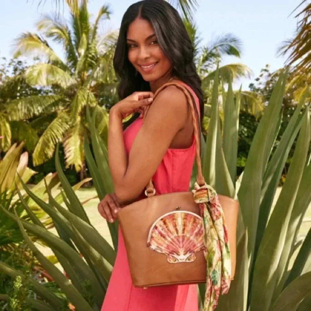 NEW Patricia Nash Zorita Seashell Scarf Satchel Bag - Picture 1 of 11